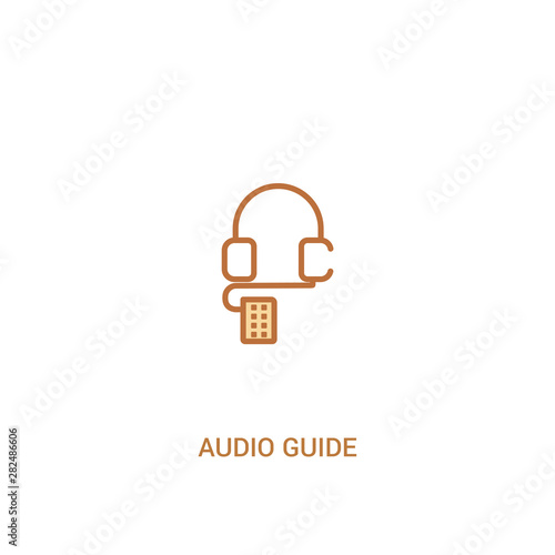 audio guide concept 2 colored icon. simple line element illustration. outline brown audio guide symbol. can be used for web and mobile ui/ux.