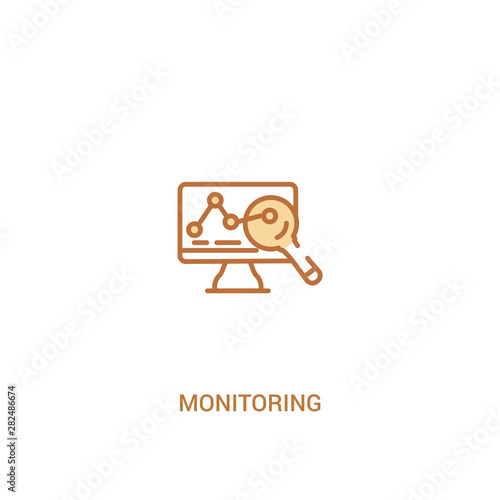 monitoring concept 2 colored icon. simple line element illustration. outline brown monitoring symbol. can be used for web and mobile ui/ux.