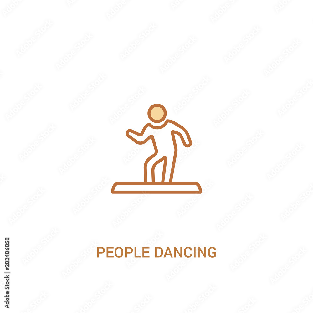 people dancing concept 2 colored icon. simple line element illustration. outline brown people dancing symbol. can be used for web and mobile ui/ux.