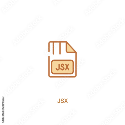 jsx concept 2 colored icon. simple line element illustration. outline brown jsx symbol. can be used for web and mobile ui/ux.
