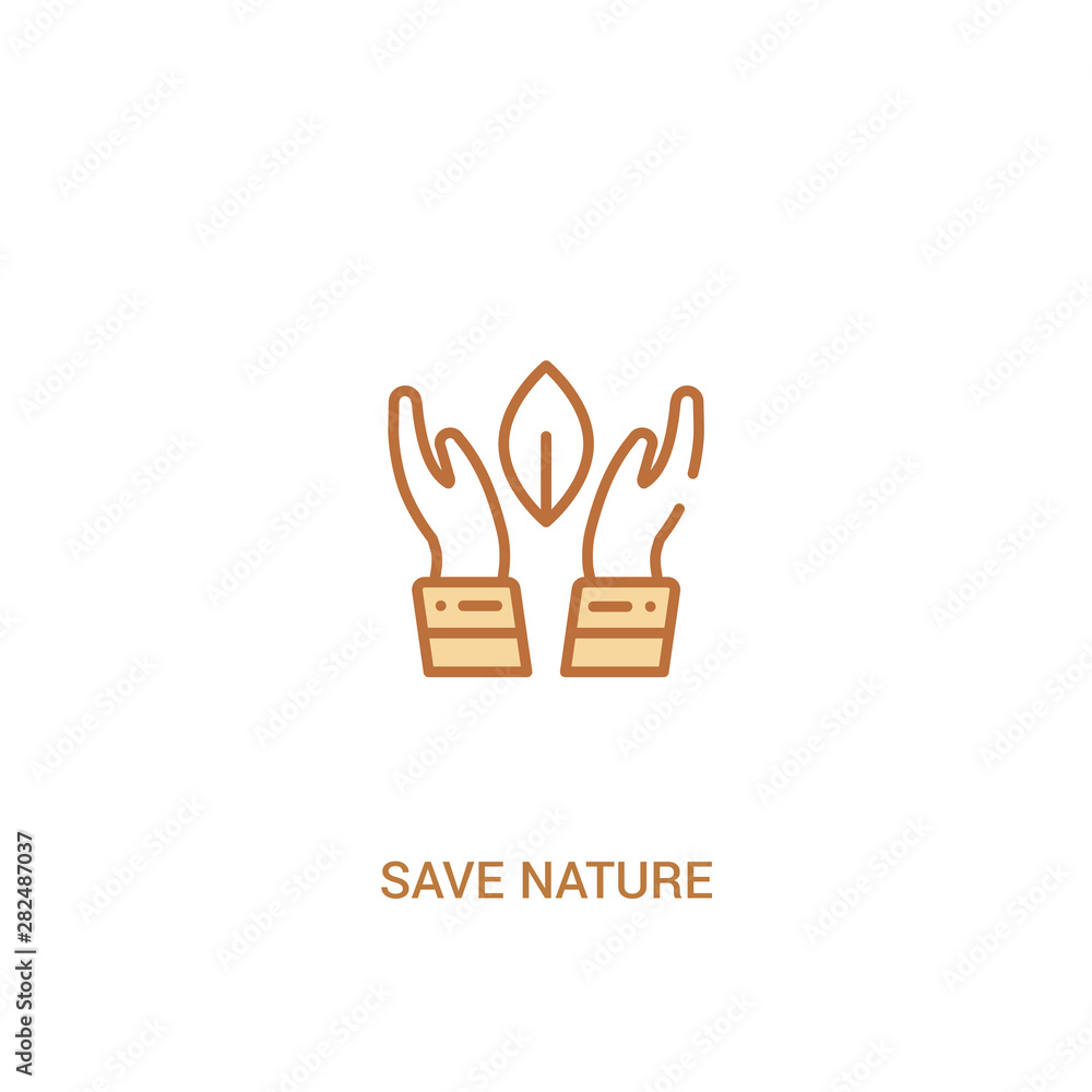 Fototapeta premium save nature concept 2 colored icon. simple line element illustration. outline brown save nature symbol. can be used for web and mobile ui/ux.