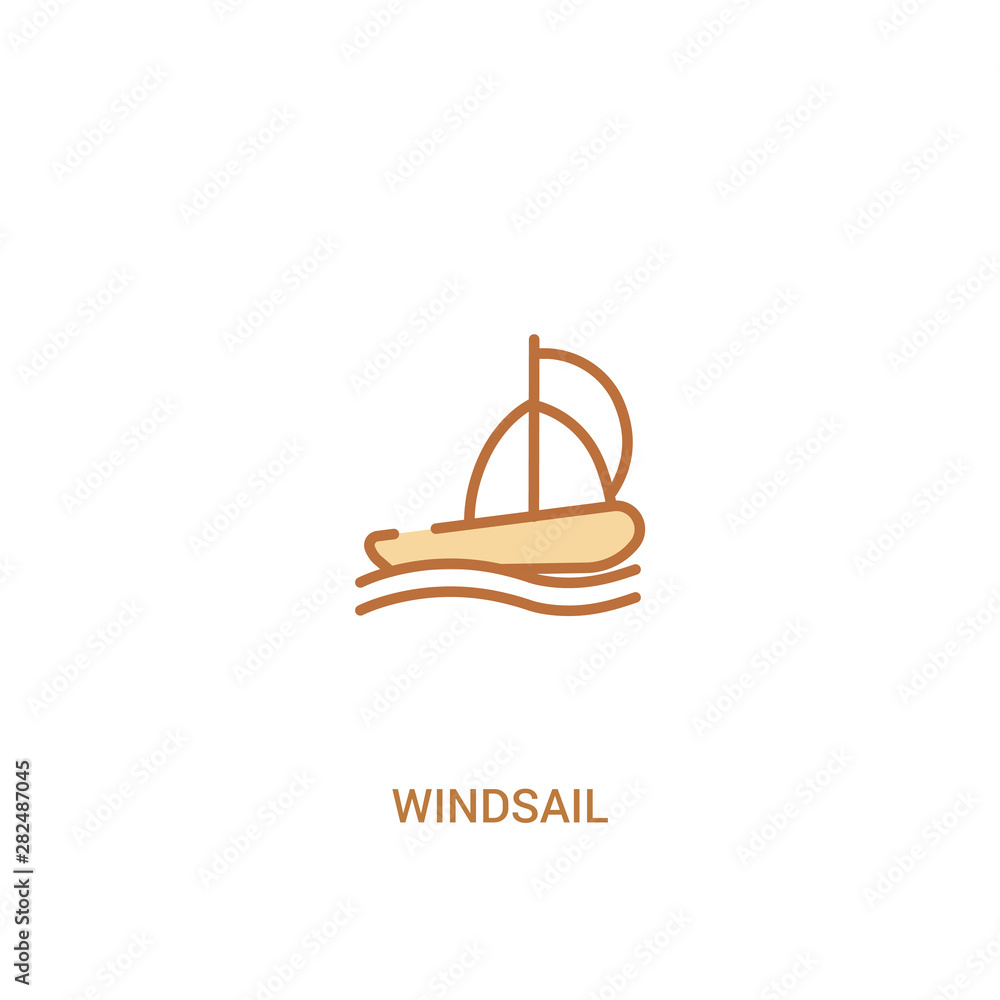 windsail concept 2 colored icon. simple line element illustration. outline brown windsail symbol. can be used for web and mobile ui/ux.