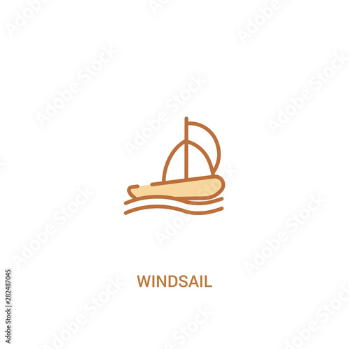 windsail concept 2 colored icon. simple line element illustration. outline brown windsail symbol. can be used for web and mobile ui/ux.