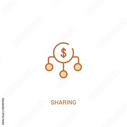 sharing concept 2 colored icon. simple line element illustration. outline brown sharing symbol. can be used for web and mobile ui/ux.