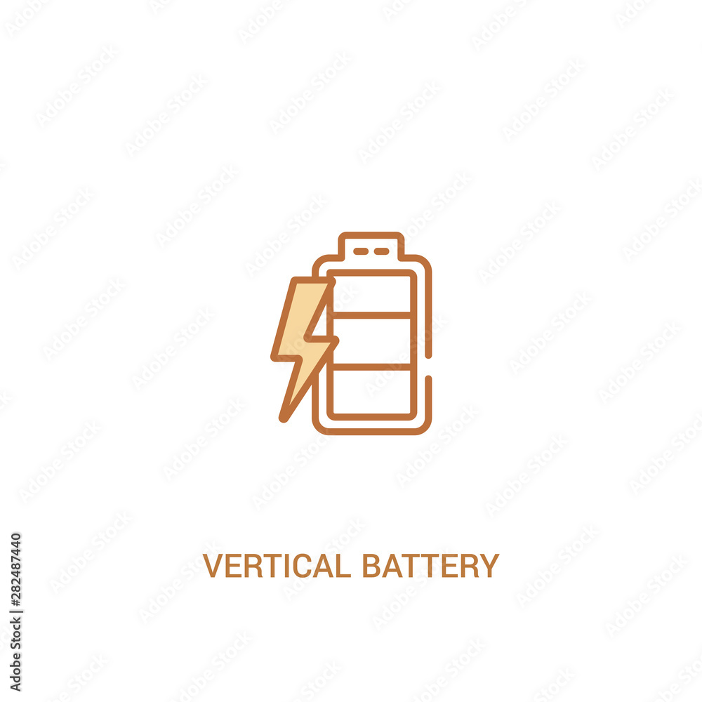 Fototapeta premium vertical battery with three bars concept 2 colored icon. simple line element illustration. outline brown vertical battery with three bars symbol. can be used for web and mobile ui/ux.
