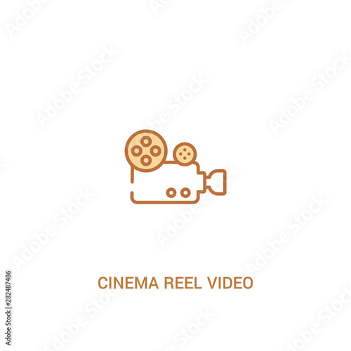 cinema reel video camera concept 2 colored icon. simple line element illustration. outline brown cinema reel video camera symbol. can be used for web and mobile ui/ux.