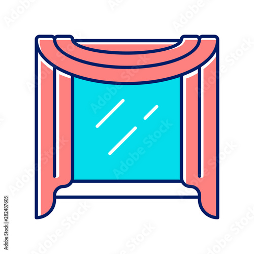Window scarf color icon. Window top coverings. Living room, bedroom, kitchen drapery design. Home interior decoration. Blackout coverings. House furnishing. Isolated vector illustration