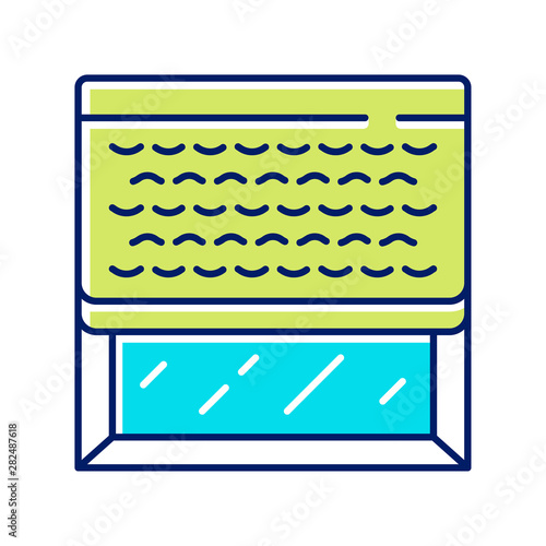 Woven wood shades color icon. Kitchen, living room darkening decoration. Window blinds. Home, office interior accessory. Window covering, motorized jalousie. Isolated vector illustration