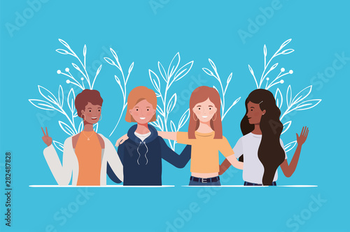 young and beautiful interracial girls group characters