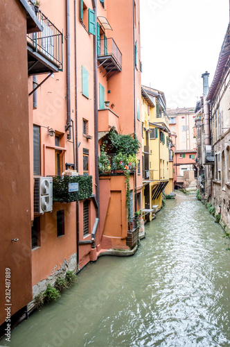 Beautiful view in the medieval center of Bologna photo