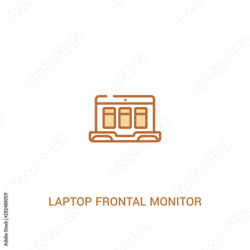 laptop frontal monitor concept 2 colored icon. simple line element illustration. outline brown laptop frontal monitor symbol. can be used for web and mobile ui/ux.