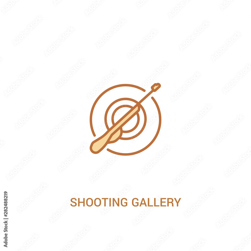 shooting gallery concept 2 colored icon. simple line element illustration. outline brown shooting gallery symbol. can be used for web and mobile ui/ux. shooting gallery concept 2 colored icon. simple line element illustration. outline brown shooting gallery symbol. can be used for web and mobile ui/ux.