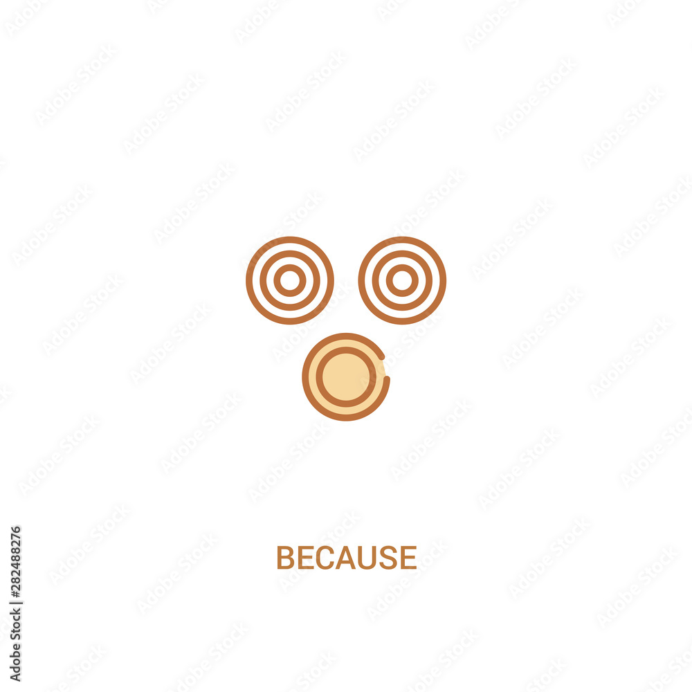 because concept 2 colored icon. simple line element illustration. outline brown because symbol. can be used for web and mobile ui/ux. because concept 2 colored icon. simple line element illustration. outline brown because symbol. can be used for web and mobile ui/ux.