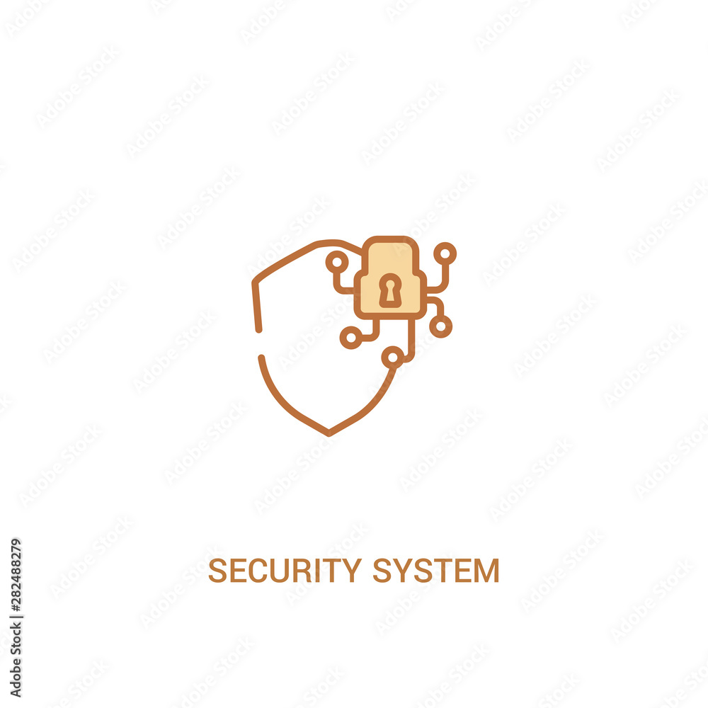 security system concept 2 colored icon. simple line element illustration. outline brown security system symbol. can be used for web and mobile ui/ux.