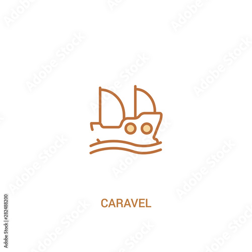 caravel concept 2 colored icon. simple line element illustration. outline brown caravel symbol. can be used for web and mobile ui/ux.