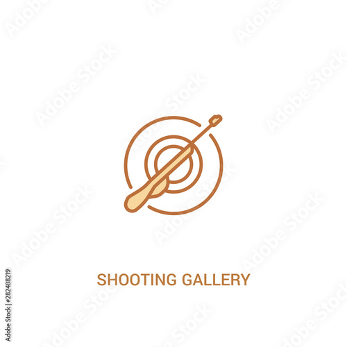 shooting gallery concept 2 colored icon. simple line element illustration. outline brown shooting gallery symbol. can be used for web and mobile ui/ux.