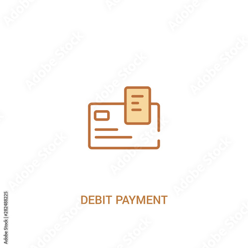 debit payment concept 2 colored icon. simple line element illustration. outline brown debit payment symbol. can be used for web and mobile ui/ux.