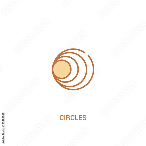 circles concept 2 colored icon. simple line element illustration. outline brown circles symbol. can be used for web and mobile ui/ux.
