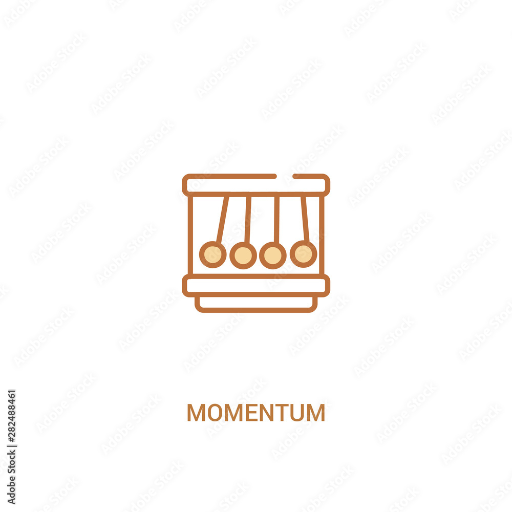 momentum concept 2 colored icon. simple line element illustration. outline brown momentum symbol. can be used for web and mobile ui/ux.