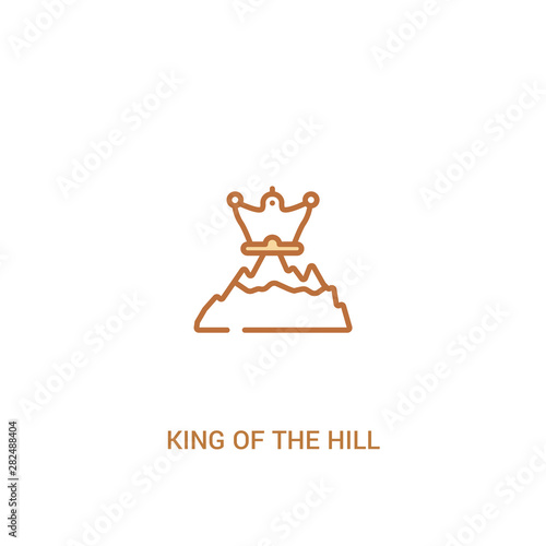 king of the hill concept 2 colored icon. simple line element illustration. outline brown king of the hill symbol. can be used for web and mobile ui/ux.