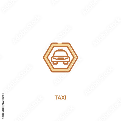 taxi concept 2 colored icon. simple line element illustration. outline brown taxi symbol. can be used for web and mobile ui/ux.
