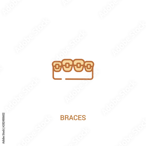 braces concept 2 colored icon. simple line element illustration. outline brown braces symbol. can be used for web and mobile ui/ux.
