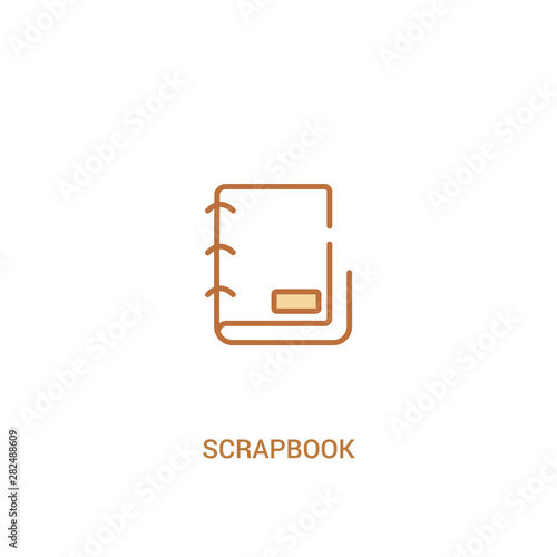 scrapbook concept 2 colored icon. simple line element illustration. outline brown scrapbook symbol. can be used for web and mobile ui/ux.