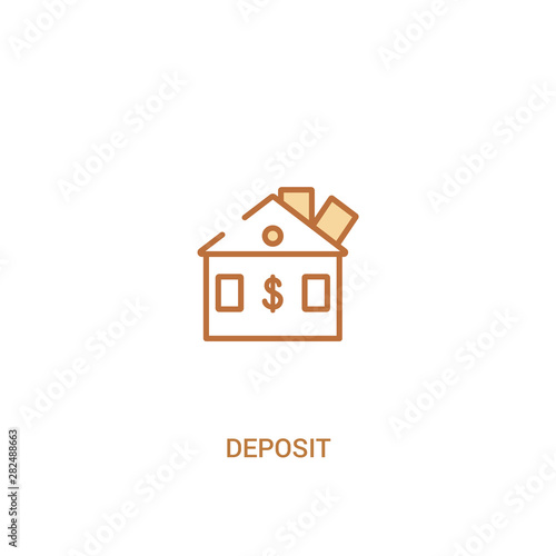 deposit concept 2 colored icon. simple line element illustration. outline brown deposit symbol. can be used for web and mobile ui/ux.