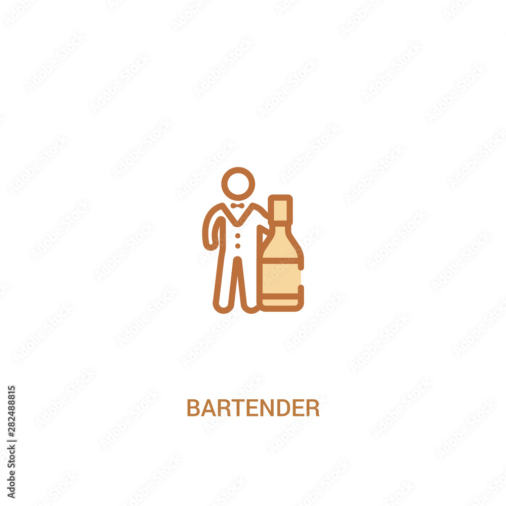 bartender concept 2 colored icon. simple line element illustration. outline brown bartender symbol. can be used for web and mobile ui/ux. bartender concept 2 colored icon. simple line element illustration. outline brown bartender symbol. can be used for web and mobile ui/ux.