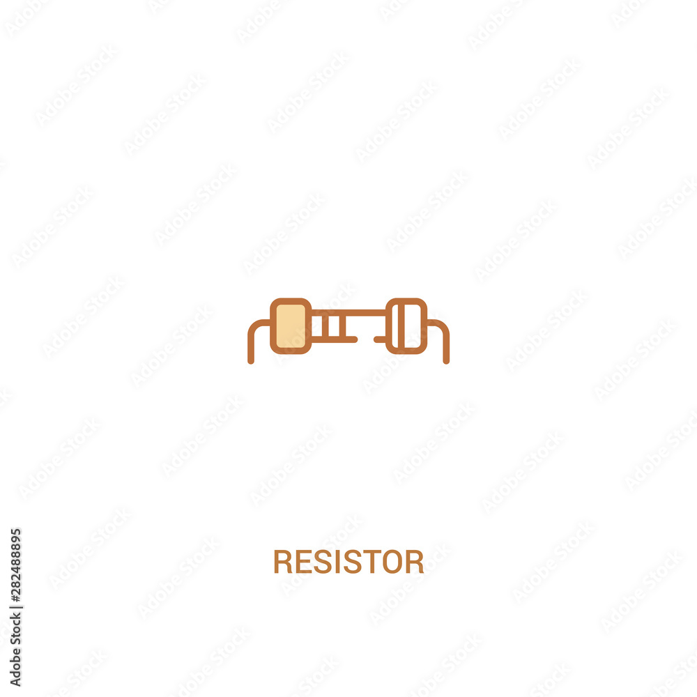 resistor concept 2 colored icon. simple line element illustration. outline brown resistor symbol. can be used for web and mobile ui/ux.