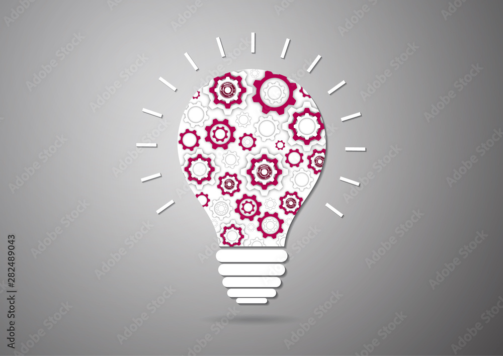 Light bulb inside gear. Strategy idea symbol icon. Logo design. Creative solutions concept. Light bulb inside gear. Strategy idea symbol icon. Logo design. Creative solutions concept.