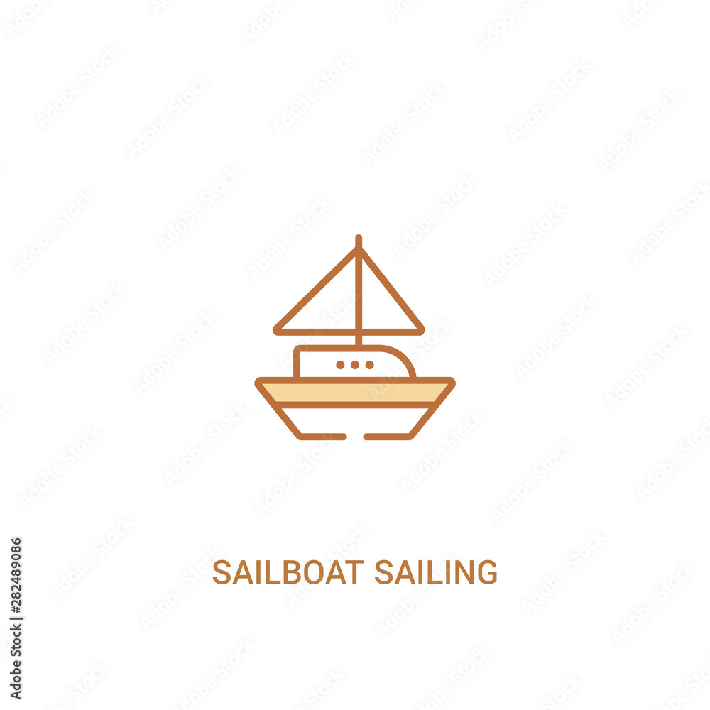 sailboat sailing concept 2 colored icon. simple line element illustration. outline brown sailboat sailing symbol. can be used for web and mobile ui/ux.