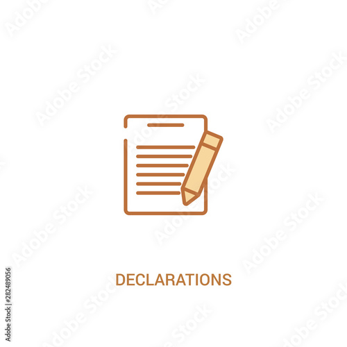 declarations concept 2 colored icon. simple line element illustration. outline brown declarations symbol. can be used for web and mobile ui/ux.