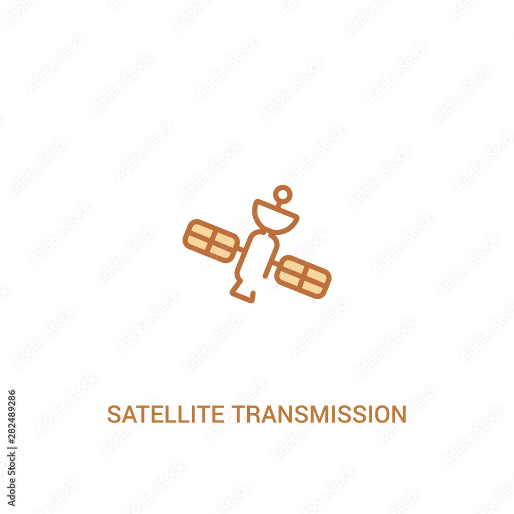 satellite transmission concept 2 colored icon. simple line element illustration. outline brown satellite transmission symbol. can be used for web and mobile ui/ux.
