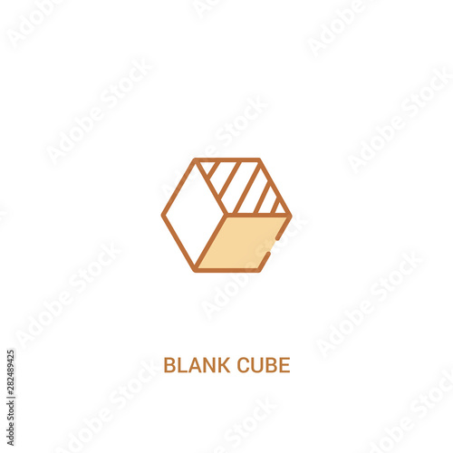 blank cube concept 2 colored icon. simple line element illustration. outline brown blank cube symbol. can be used for web and mobile ui/ux.