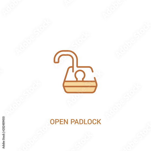 open padlock concept 2 colored icon. simple line element illustration. outline brown open padlock symbol. can be used for web and mobile ui/ux.