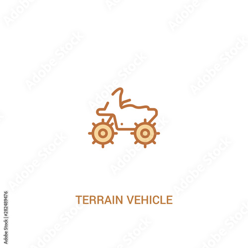 terrain vehicle concept 2 colored icon. simple line element illustration. outline brown terrain vehicle symbol. can be used for web and mobile ui/ux.