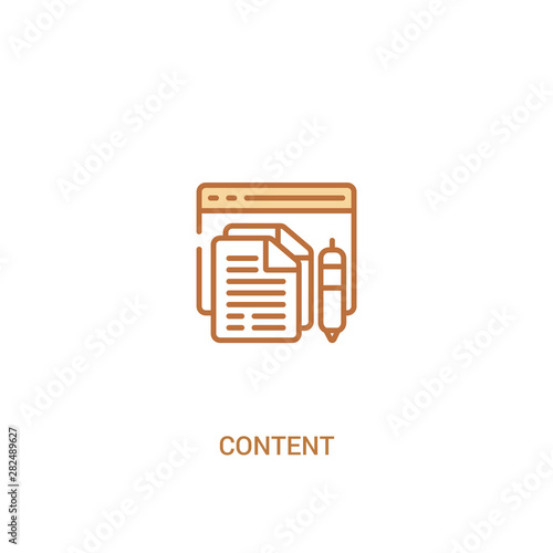 content concept 2 colored icon. simple line element illustration. outline brown content symbol. can be used for web and mobile ui/ux.