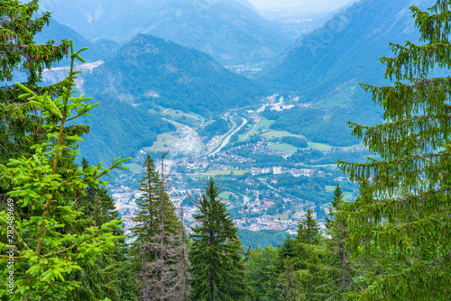 Panoramic alpine view of peaks over Bad Ischl, Austria from Katrin mountain photo