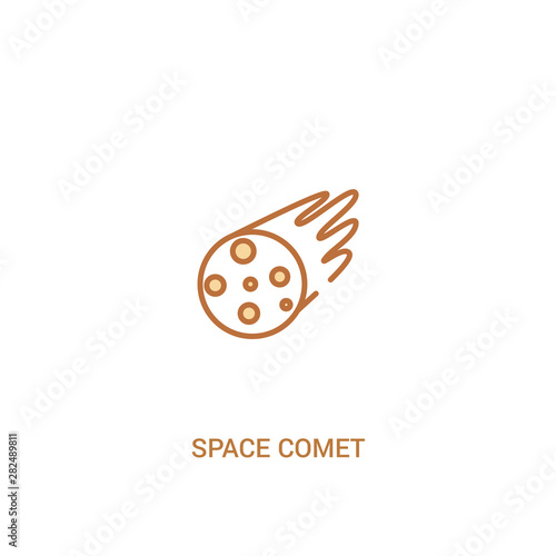 space comet concept 2 colored icon. simple line element illustration. outline brown space comet symbol. can be used for web and mobile ui/ux.