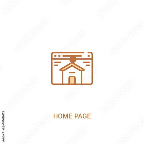 home page concept 2 colored icon. simple line element illustration. outline brown home page symbol. can be used for web and mobile ui/ux.