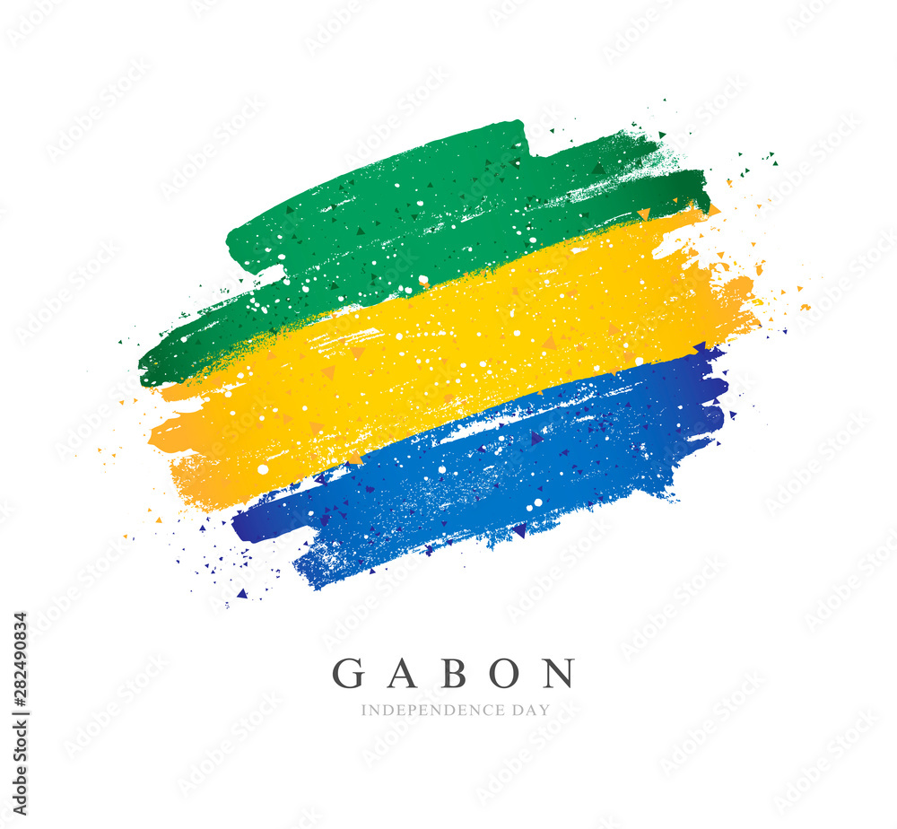 Obraz premium Flag of Gabon. Vector illustration on a white background.