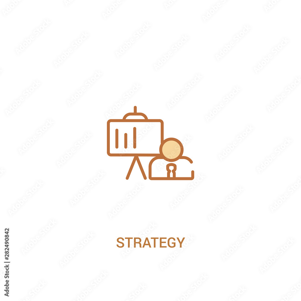 strategy concept 2 colored icon. simple line element illustration. outline brown strategy symbol. can be used for web and mobile ui/ux.