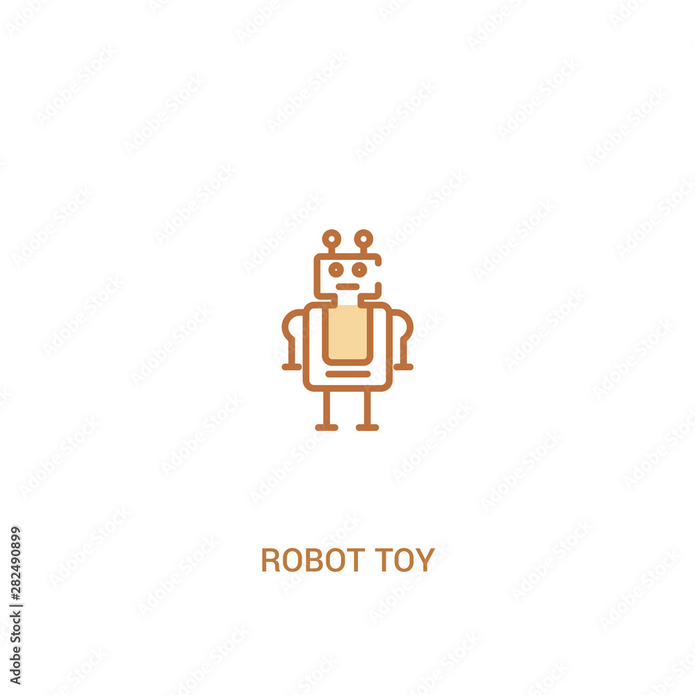robot toy concept 2 colored icon. simple line element illustration. outline brown robot toy symbol. can be used for web and mobile ui/ux.