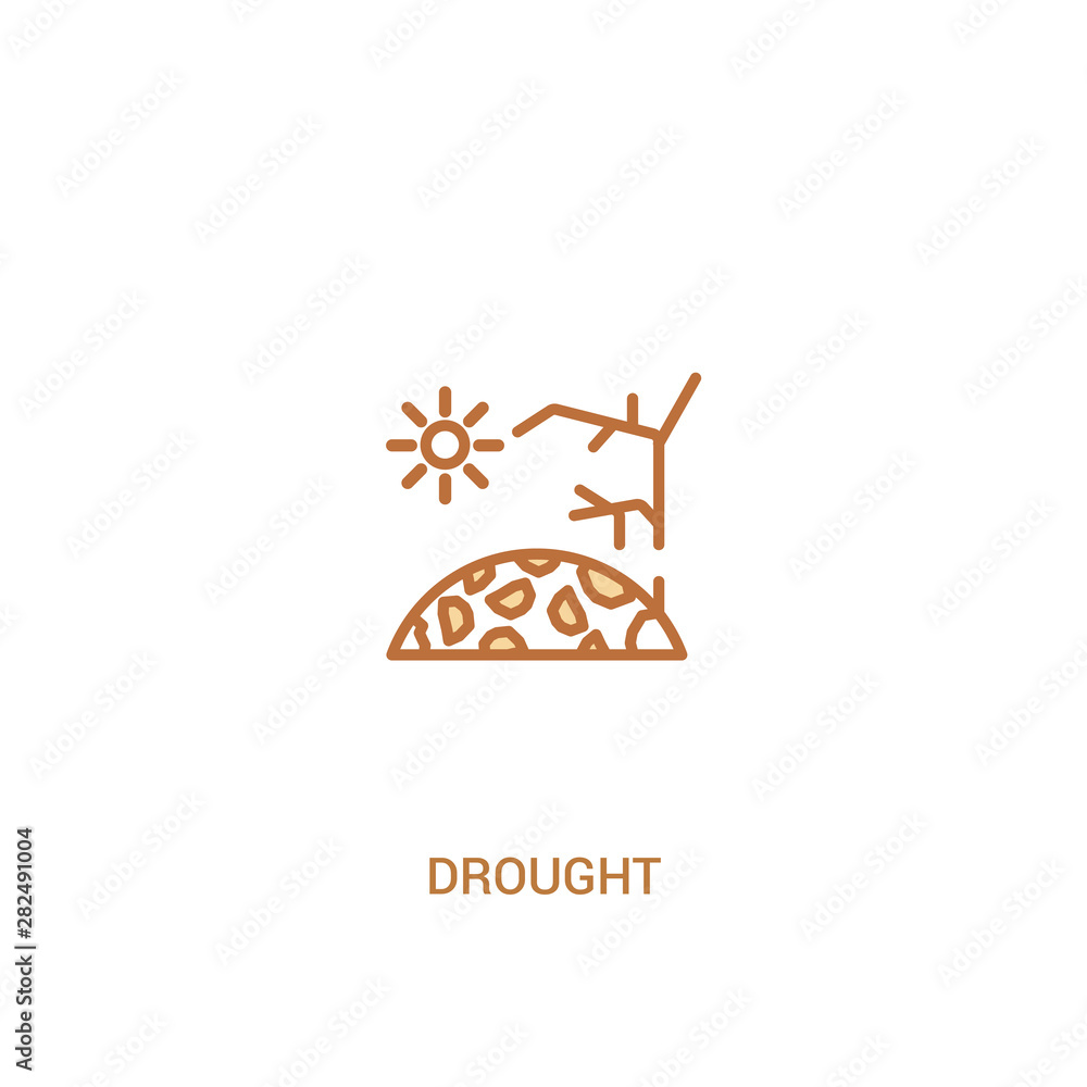 drought concept 2 colored icon. simple line element illustration. outline brown drought symbol. can be used for web and mobile ui/ux.