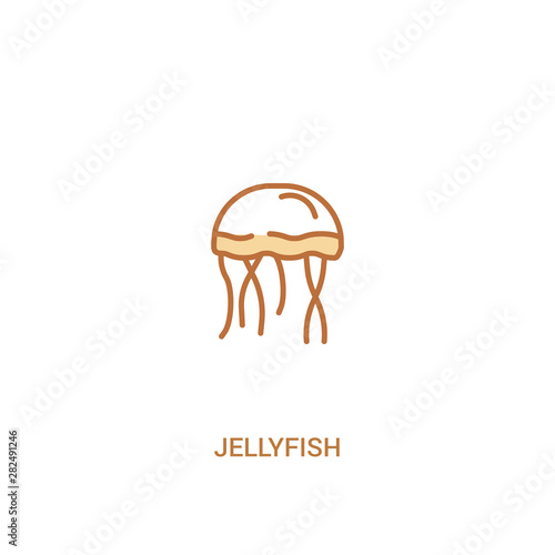 jellyfish concept 2 colored icon. simple line element illustration. outline brown jellyfish symbol. can be used for web and mobile ui/ux.