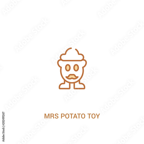 mrs potato toy concept 2 colored icon. simple line element illustration. outline brown mrs potato toy symbol. can be used for web and mobile ui/ux.