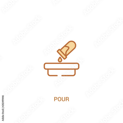 pour concept 2 colored icon. simple line element illustration. outline brown pour symbol. can be used for web and mobile ui/ux.