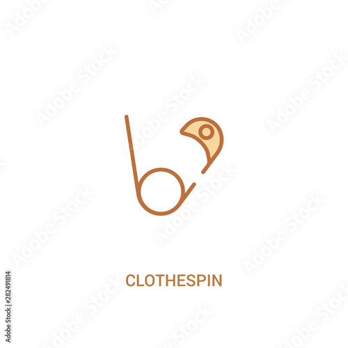 clothespin concept 2 colored icon. simple line element illustration. outline brown clothespin symbol. can be used for web and mobile ui/ux.