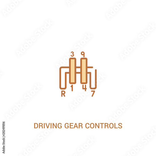 driving gear controls concept 2 colored icon. simple line element illustration. outline brown driving gear controls symbol. can be used for web and mobile ui/ux.
